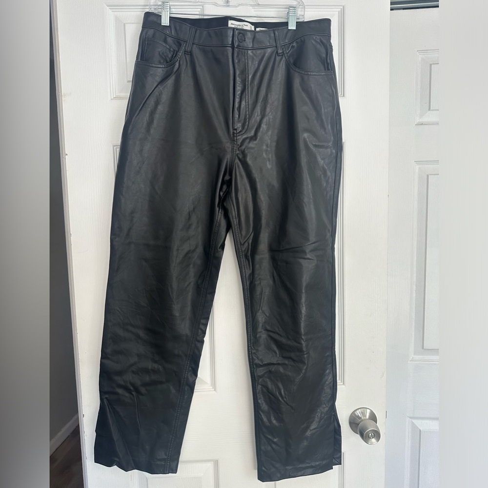 Abercrombie split hem “leather” pants